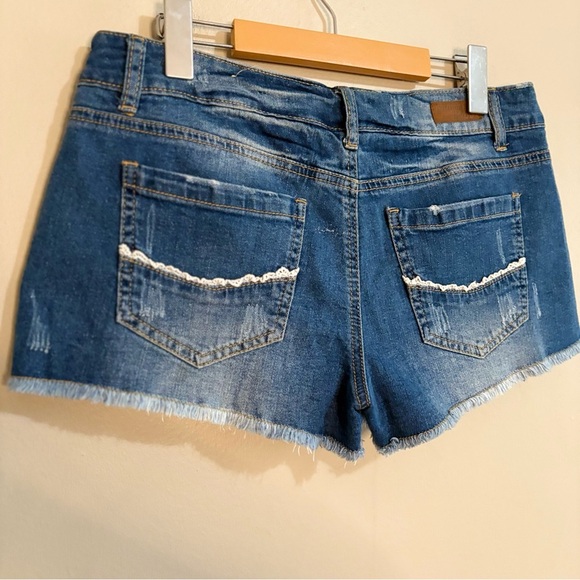 Vintage Y2K Low Rise Denim Skort Button Up Front Frayed - Picture 12 of 15